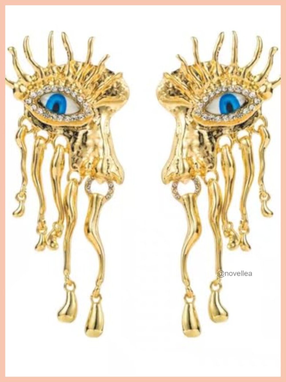 Evil Eye Hoop Earrings 18K Gold Plated Cubic Zirconia Handmade Dangle Jewelry